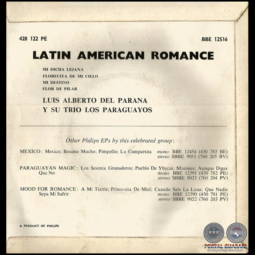 LATIN AMERICAN ROMANCE - TRIO LOS PARAGUAYOS ‎